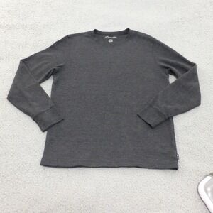 American Eagle Shirt Men Medium Gray Waffle Knit Long Sleeve Thermal